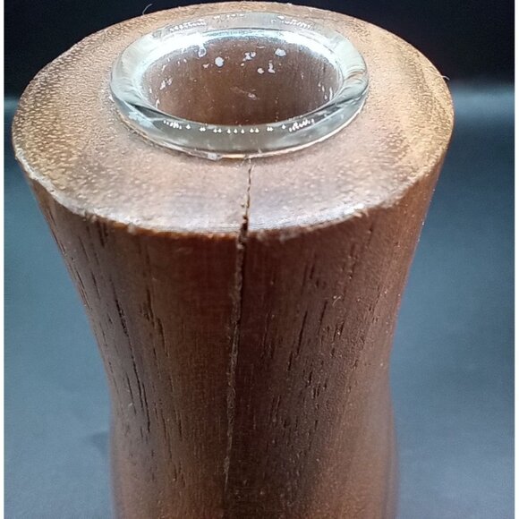 Bud Vase Wooden Vintage 1970s Yellow Felt Bottom 6 Inch Midcentury Flower Decor - Picture 4 of 14